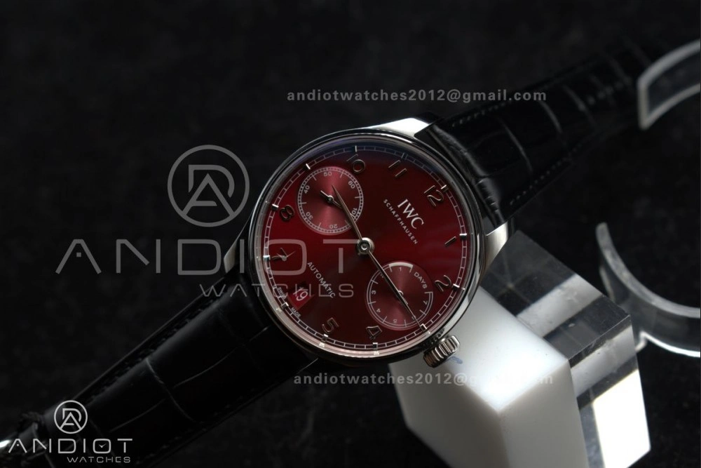 Portuguese Real PR IW500714 ZF 1:1 Best Edition Red Dial on Black Leather Strap A52010 V4