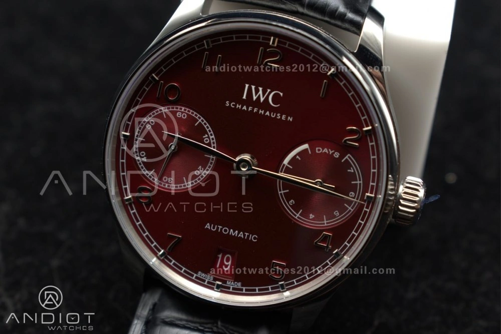 Portuguese Real PR IW500714 ZF 1:1 Best Edition Red Dial on Black Leather Strap A52010 V4