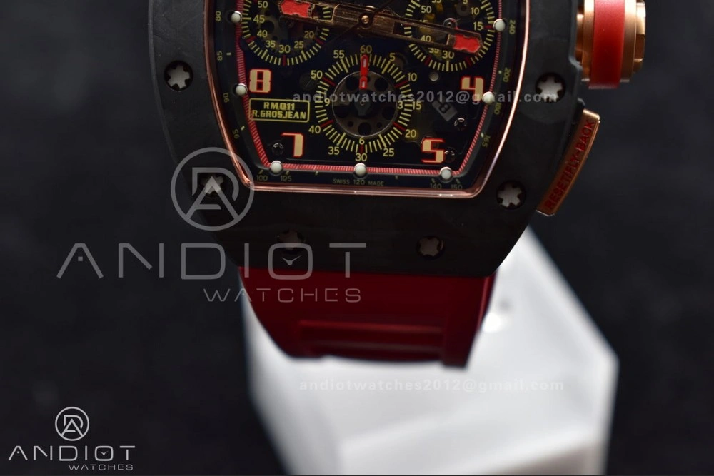 RM011 NTPT Chrono Lotus KVF 1:1 Best Edition Crystal Dial on Red Rubber Strap A7750 V2