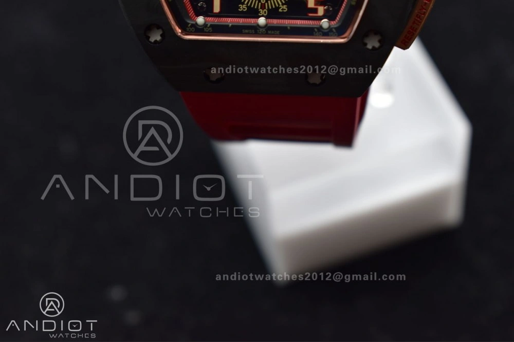 RM011 NTPT Chrono Lotus KVF 1:1 Best Edition Crystal Dial on Red Rubber Strap A7750 V2