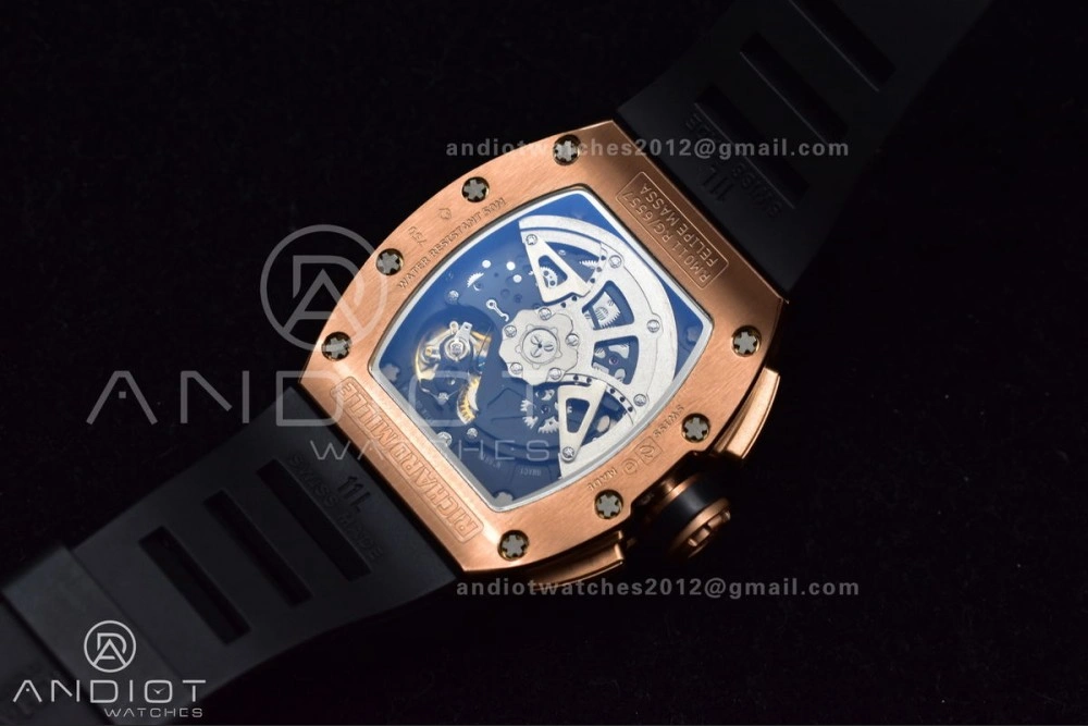 RM011 RG Chrono KVF 1:1 Best Edition Crystal Dial Black on Black Rubber Strap A7750 V3