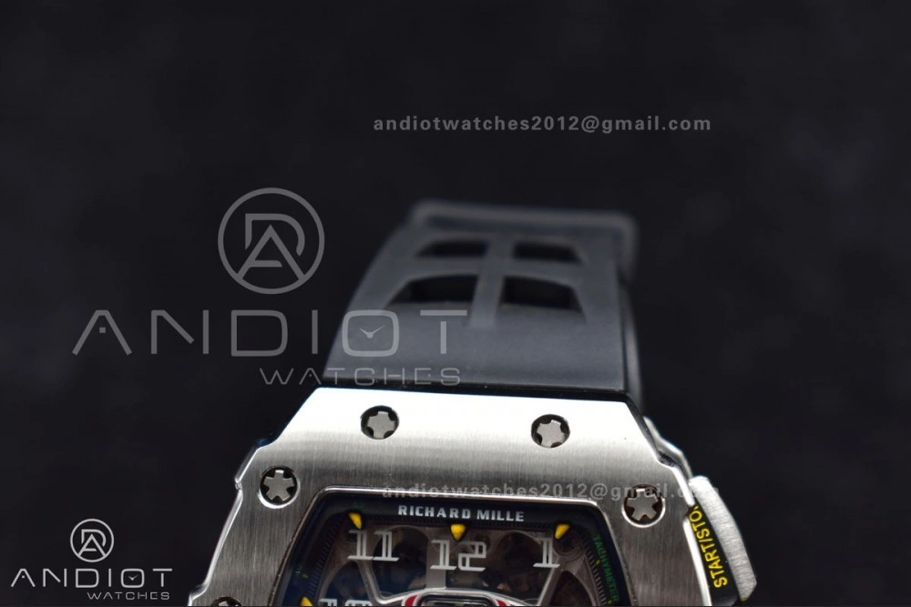 RM011 SS Chrono KVF 1:1 Best Edition Crystal Dial Black on Black Rubber Strap A7750 V3