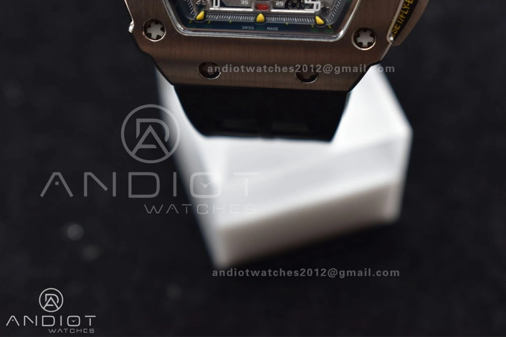 RM011 SS Chrono KVF 1:1 Best Edition Crystal Dial Black on Black Rubber Strap A7750 V3