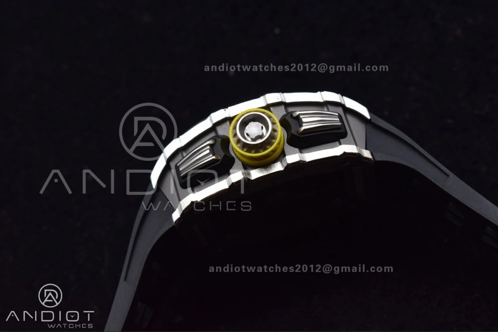 RM011 SS Chrono KVF 1:1 Best Edition Crystal Dial Black on Black Rubber Strap A7750 V3