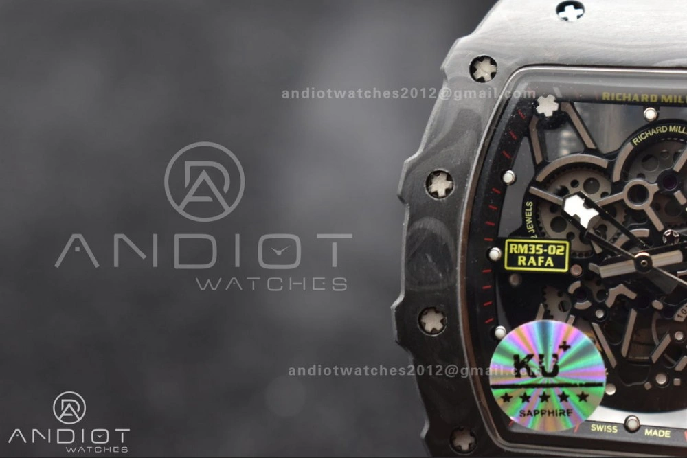 RM035-02 KUF Best Edition Skeleton Dial Red on Black Rubber Strap MIYOTA8215