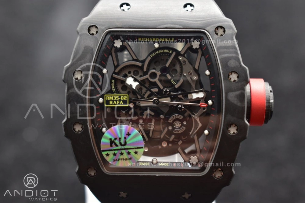 RM035-02 KUF Best Edition Skeleton Dial Red on Black Rubber Strap MIYOTA8215