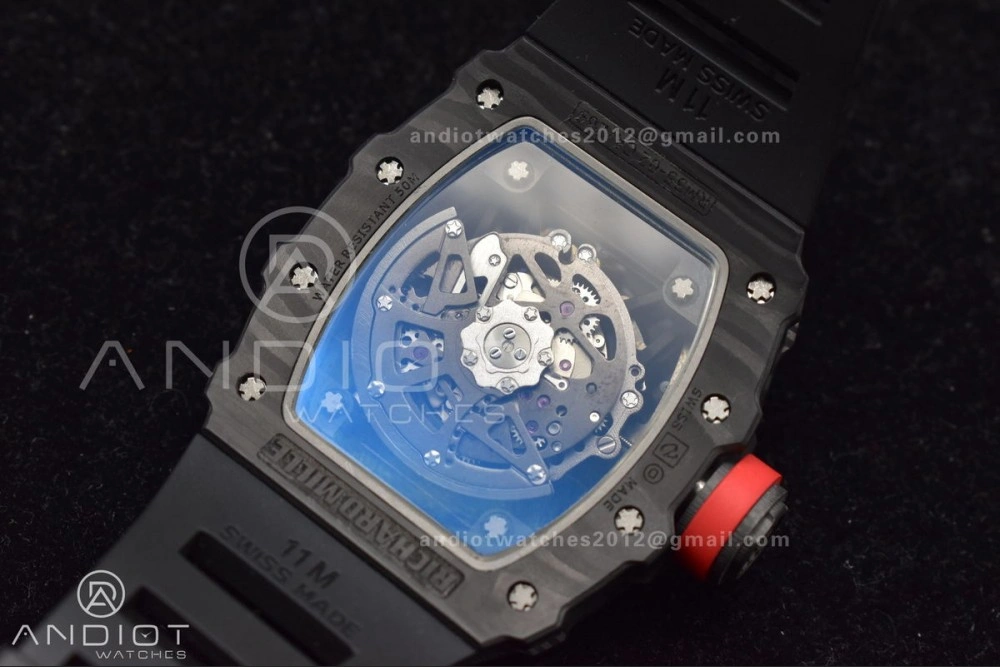 RM035-02 KUF Best Edition Skeleton Dial Red on Black Rubber Strap MIYOTA8215