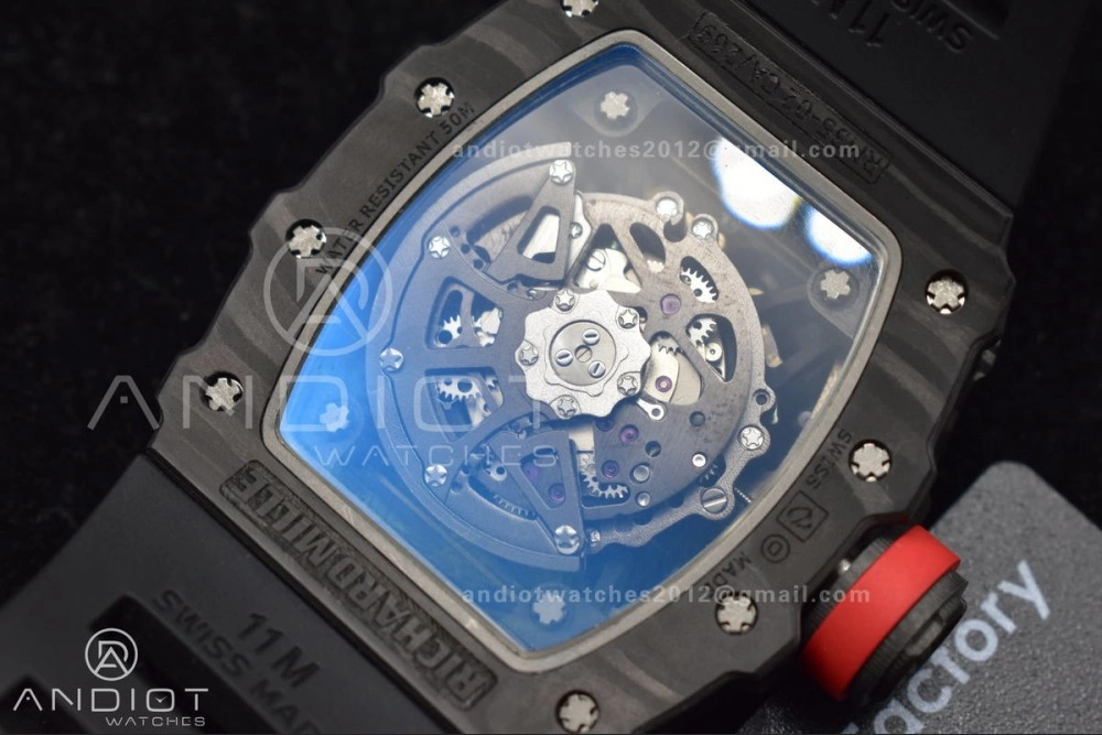 RM035-02 KUF Best Edition Skeleton Dial Red on Black Rubber Strap MIYOTA8215