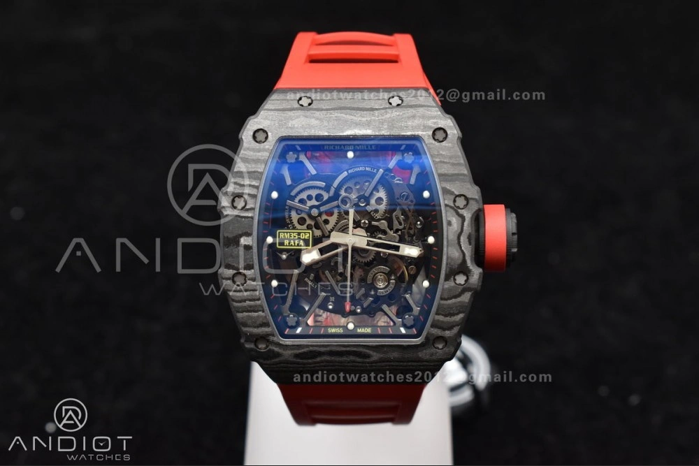 RM035-02 NTPT ZF 1:1 Best Edition Skeleton Dial on Red Rubber Strap RMAL1 Super Clone V6