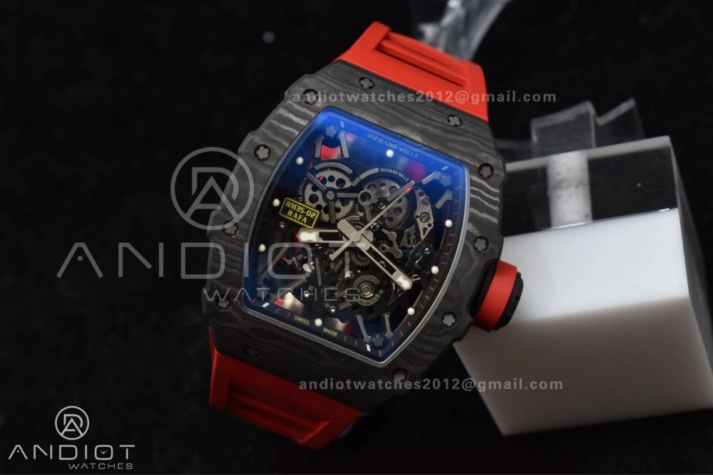 RM035-02 NTPT ZF 1:1 Best Edition Skeleton Dial on Red Rubber Strap RMAL1 Super Clone V6