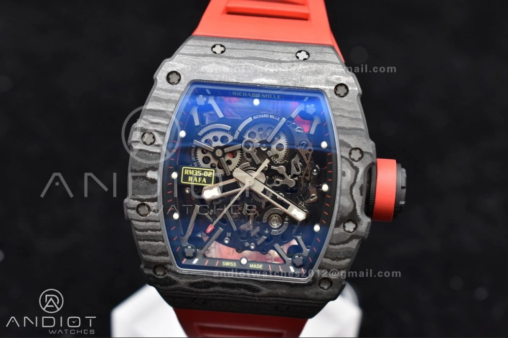 RM035-02 NTPT ZF 1:1 Best Edition Skeleton Dial on Red Rubber Strap RMAL1 Super Clone V6