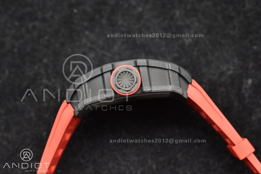RM035-02 NTPT ZF 1:1 Best Edition Skeleton Dial on Red Rubber Strap RMAL1 Super Clone V6