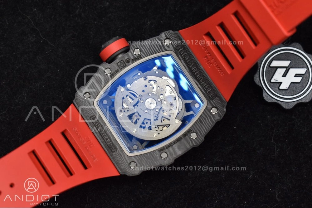 RM035-02 NTPT ZF 1:1 Best Edition Skeleton Dial on Red Rubber Strap RMAL1 Super Clone V6