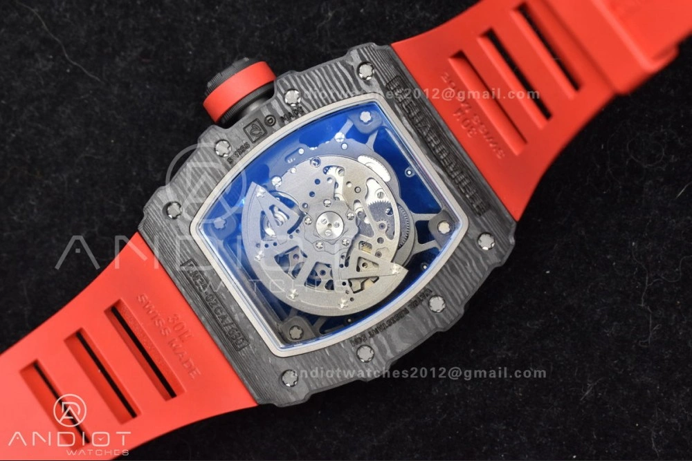 RM035-02 NTPT ZF 1:1 Best Edition Skeleton Dial on Red Rubber Strap RMAL1 Super Clone V6