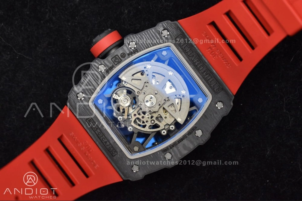 RM035-02 NTPT ZF 1:1 Best Edition Skeleton Dial on Red Rubber Strap RMAL1 Super Clone V6