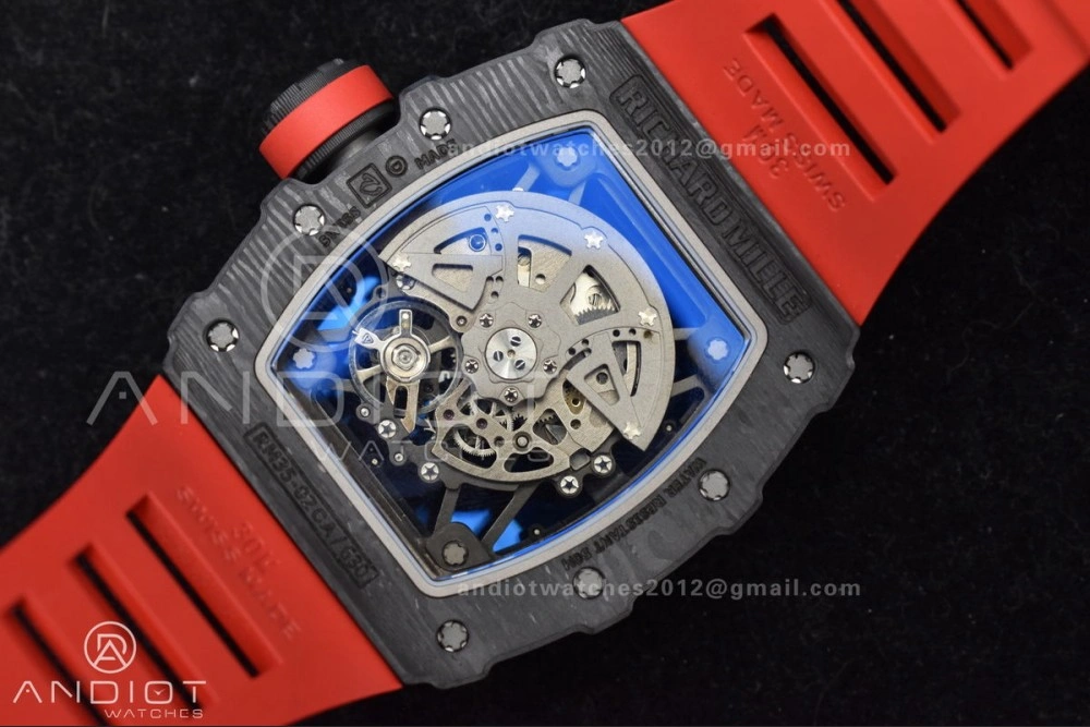 RM035-02 NTPT ZF 1:1 Best Edition Skeleton Dial on Red Rubber Strap RMAL1 Super Clone V6