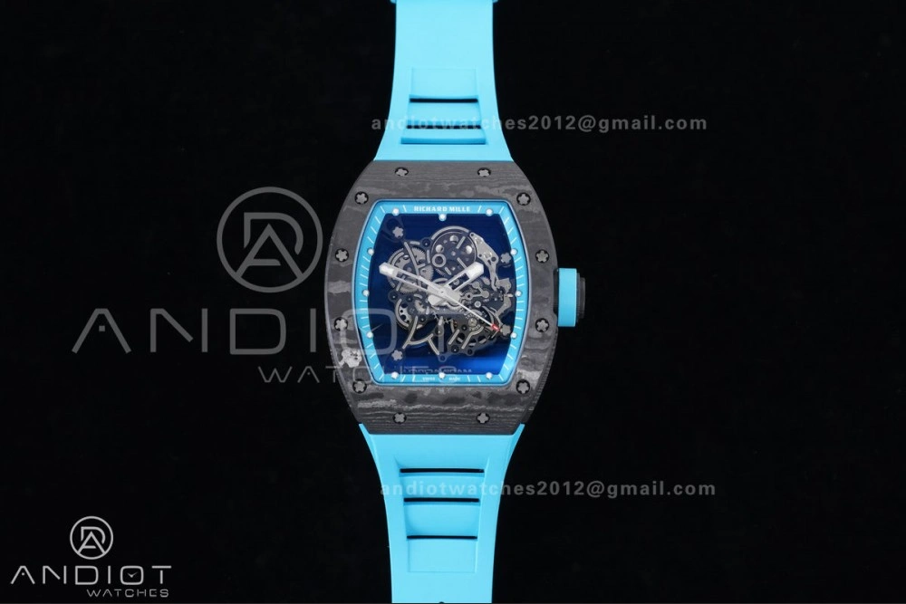RM055 NTPT APSF 1:1 Best Edition Blue Inner Bezel Blue Crown On Blue Rubber Strap RMUL2 Super Clone