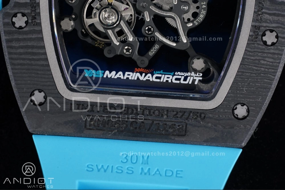 RM055 NTPT APSF 1:1 Best Edition Blue Inner Bezel Blue Crown On Blue Rubber Strap RMUL2 Super Clone