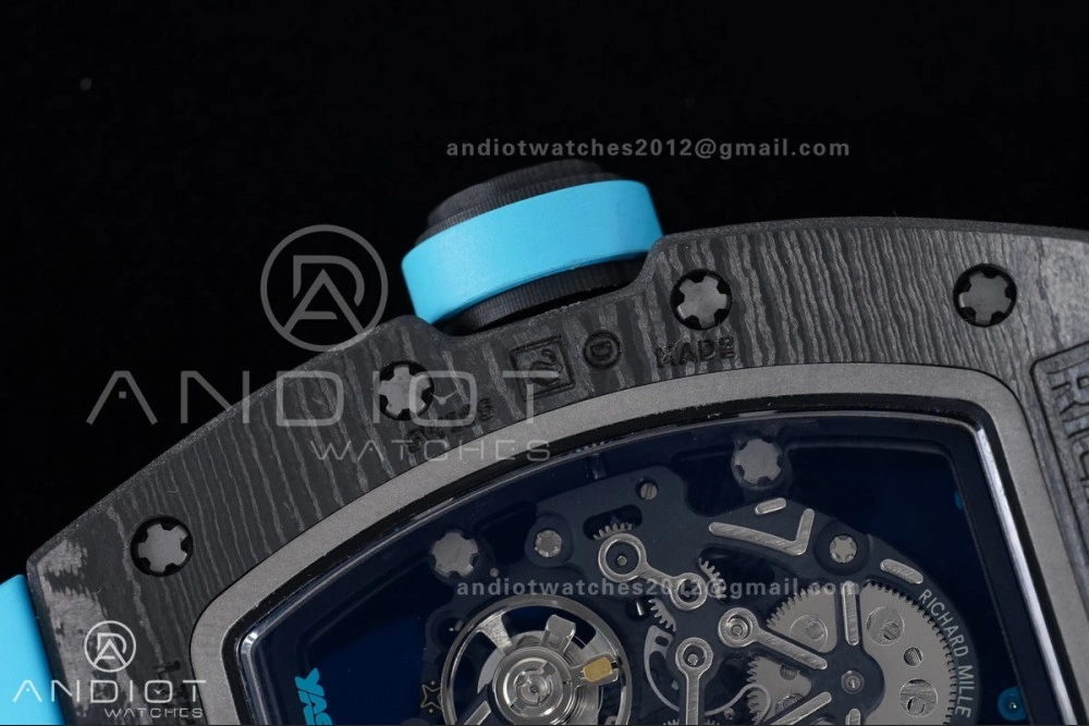 RM055 NTPT APSF 1:1 Best Edition Blue Inner Bezel Blue Crown On Blue Rubber Strap RMUL2 Super Clone