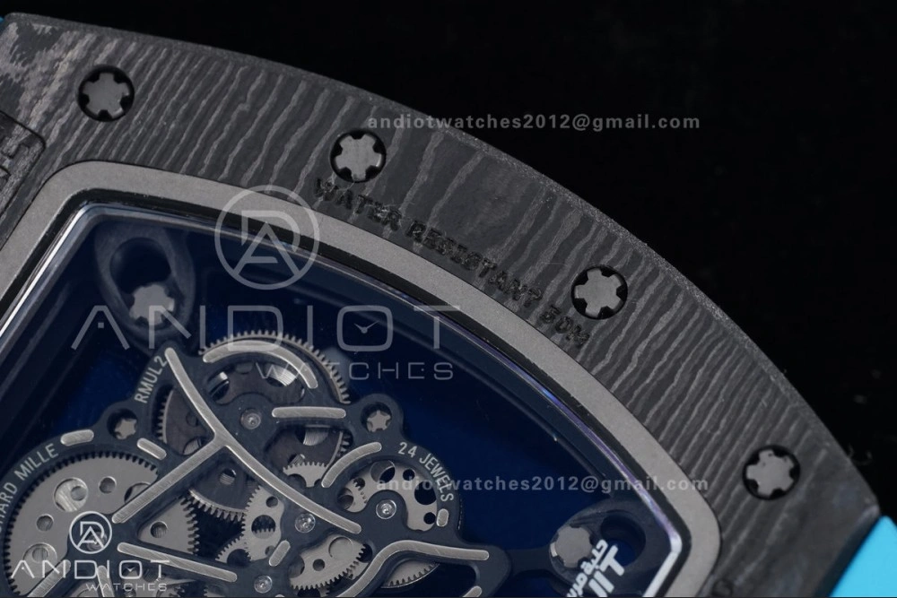 RM055 NTPT APSF 1:1 Best Edition Blue Inner Bezel Blue Crown On Blue Rubber Strap RMUL2 Super Clone