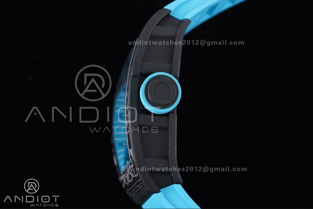 RM055 NTPT APSF 1:1 Best Edition Blue Inner Bezel Blue Crown On Blue Rubber Strap RMUL2 Super Clone