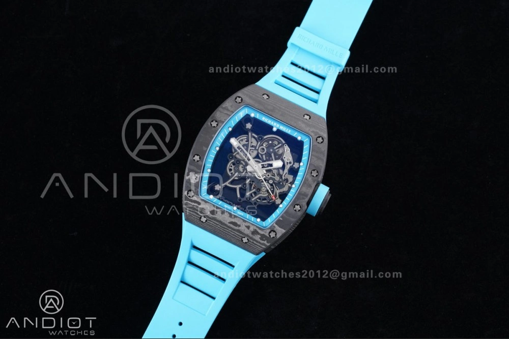 RM055 NTPT APSF 1:1 Best Edition Blue Inner Bezel Blue Crown On Blue Rubber Strap RMUL2 Super Clone