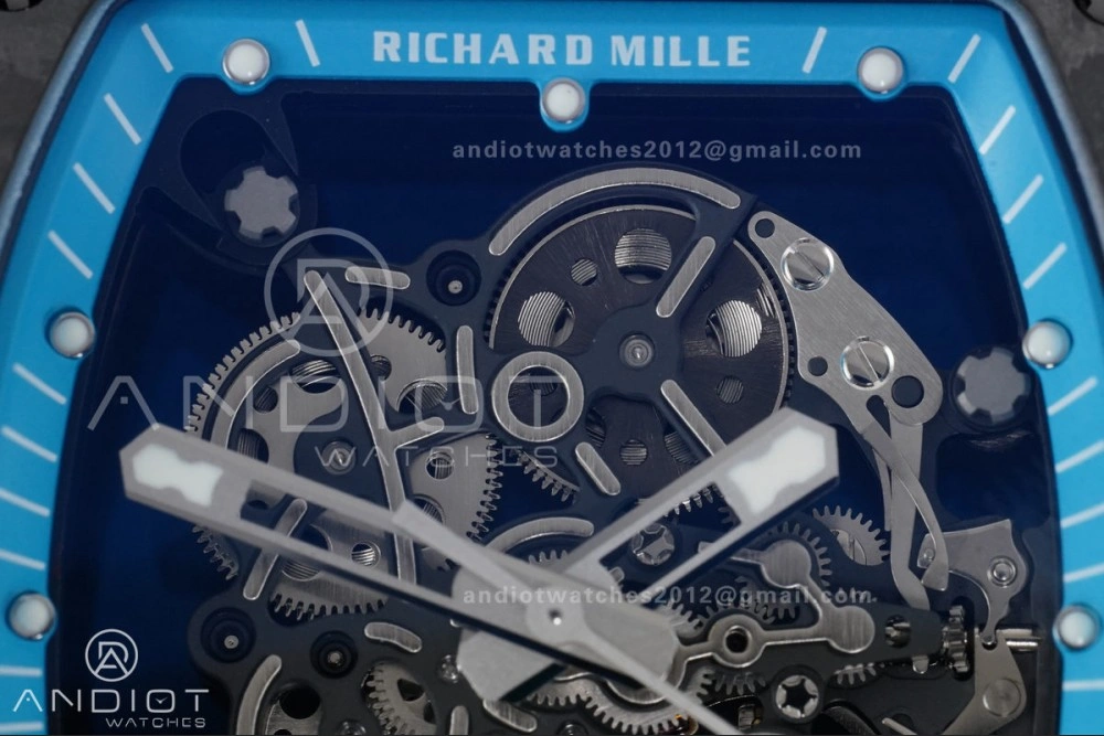 RM055 NTPT APSF 1:1 Best Edition Blue Inner Bezel Blue Crown On Blue Rubber Strap RMUL2 Super Clone