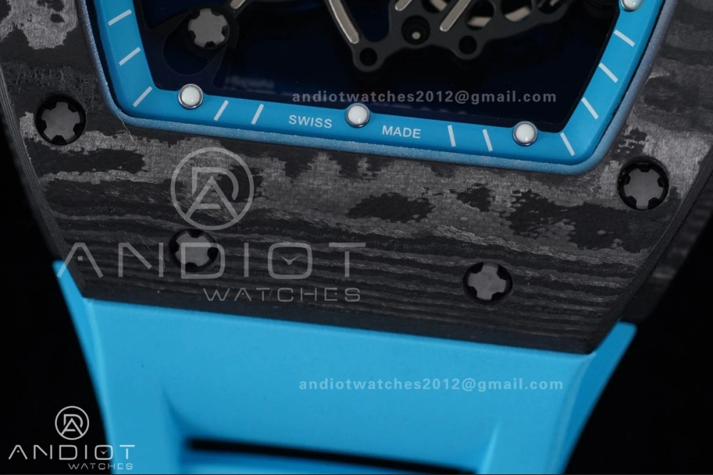 RM055 NTPT APSF 1:1 Best Edition Blue Inner Bezel Blue Crown On Blue Rubber Strap RMUL2 Super Clone