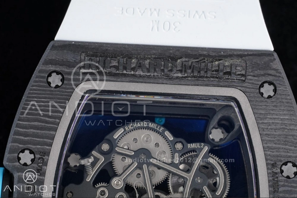 RM055 NTPT APSF 1:1 Best Edition Blue Inner Bezel Blue Crown On White Rubber Strap RMUL2 Super Clone