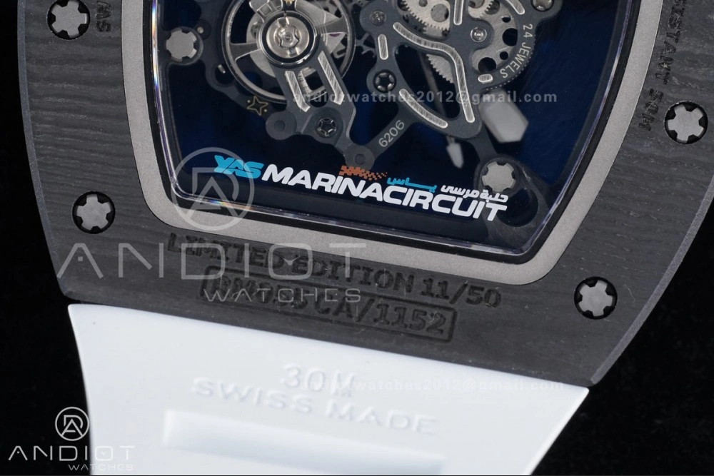 RM055 NTPT APSF 1:1 Best Edition Blue Inner Bezel Blue Crown On White Rubber Strap RMUL2 Super Clone