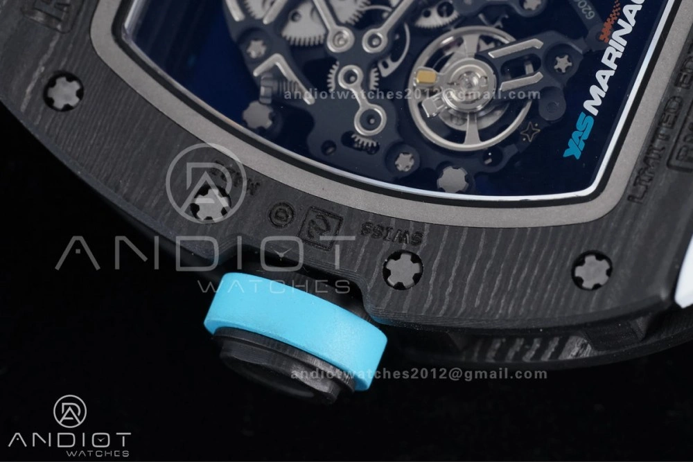 RM055 NTPT APSF 1:1 Best Edition Blue Inner Bezel Blue Crown On White Rubber Strap RMUL2 Super Clone
