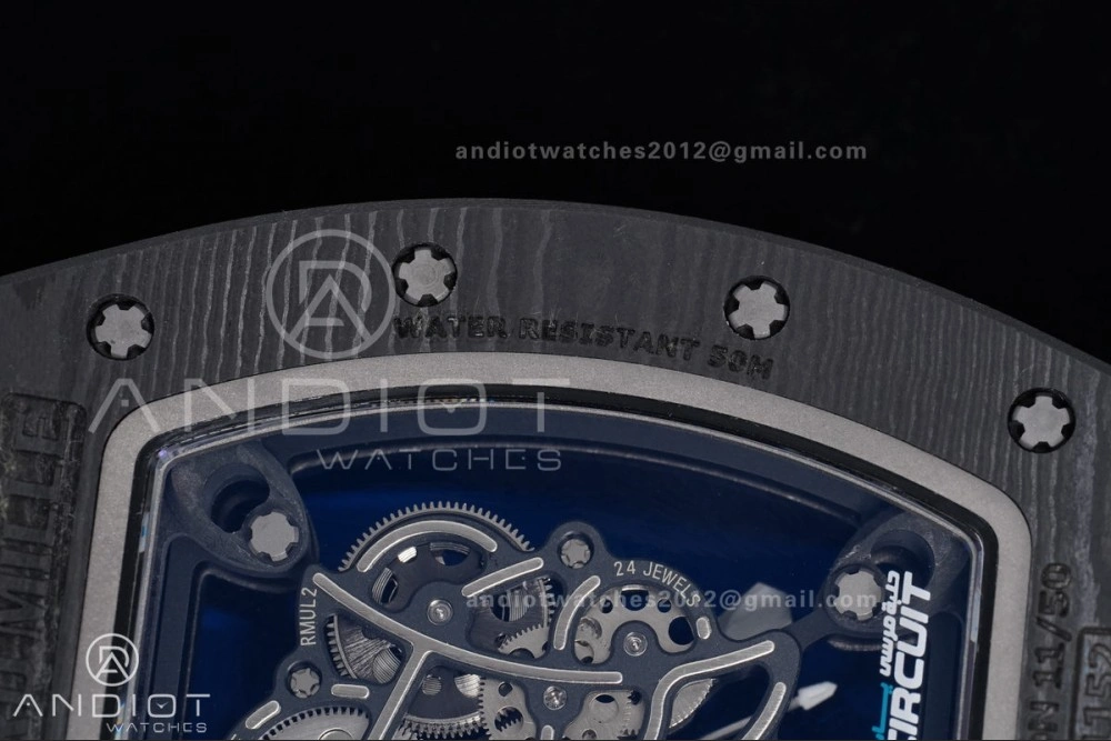 RM055 NTPT APSF 1:1 Best Edition Blue Inner Bezel Blue Crown On White Rubber Strap RMUL2 Super Clone