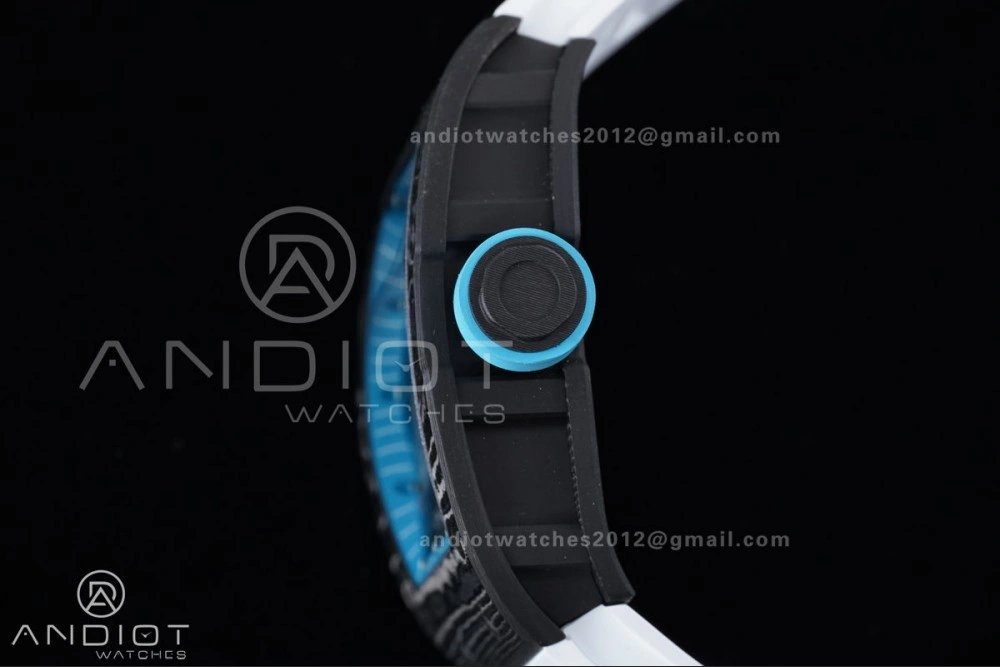 RM055 NTPT APSF 1:1 Best Edition Blue Inner Bezel Blue Crown On White Rubber Strap RMUL2 Super Clone