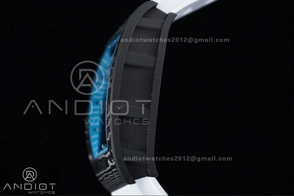 RM055 NTPT APSF 1:1 Best Edition Blue Inner Bezel Blue Crown On White Rubber Strap RMUL2 Super Clone