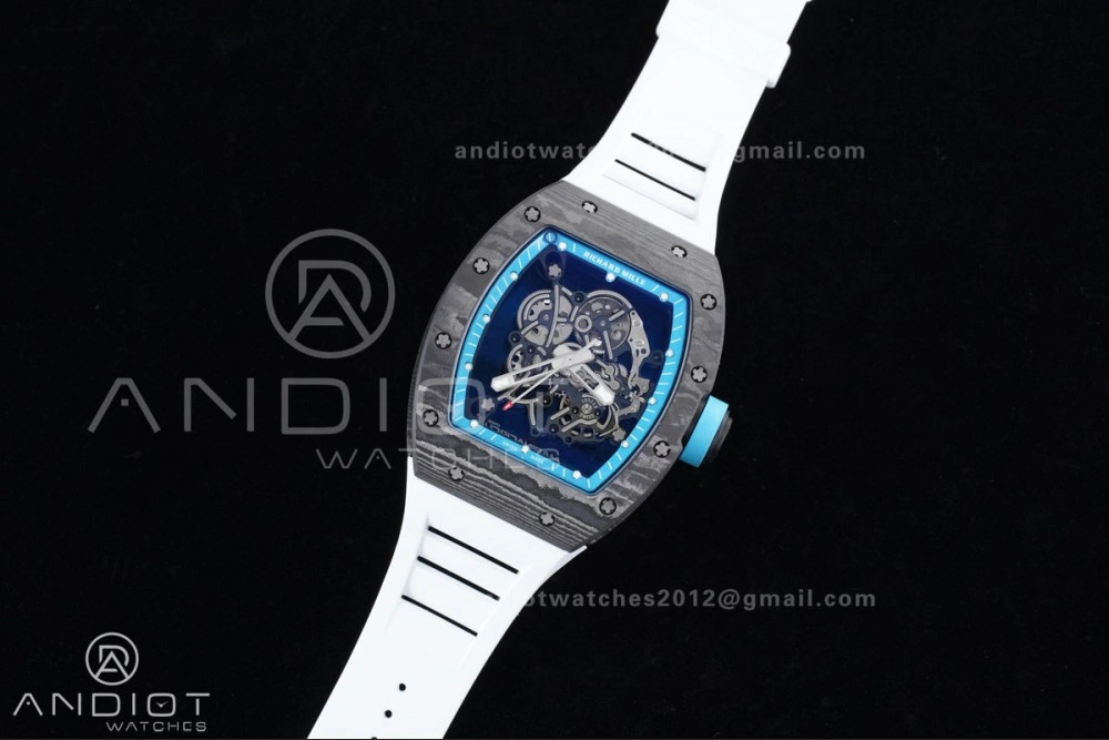 RM055 NTPT APSF 1:1 Best Edition Blue Inner Bezel Blue Crown On White Rubber Strap RMUL2 Super Clone
