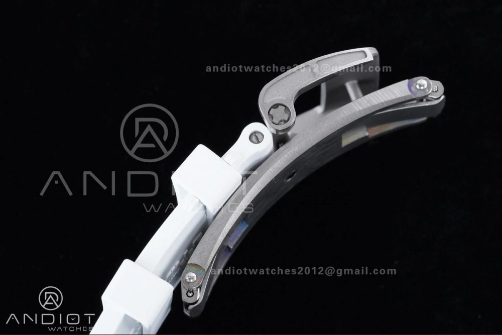 RM055 NTPT APSF 1:1 Best Edition Blue Inner Bezel Blue Crown On White Rubber Strap RMUL2 Super Clone