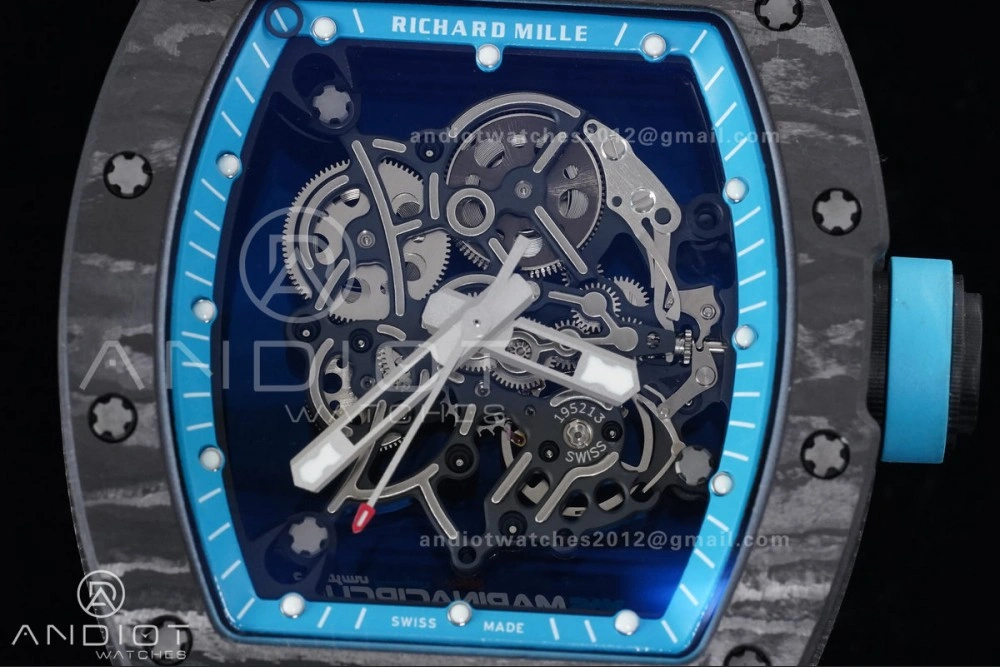 RM055 NTPT APSF 1:1 Best Edition Blue Inner Bezel Blue Crown On White Rubber Strap RMUL2 Super Clone