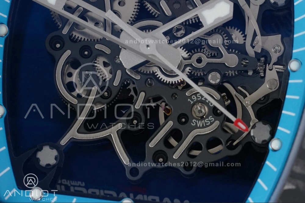 RM055 NTPT APSF 1:1 Best Edition Blue Inner Bezel Blue Crown On White Rubber Strap RMUL2 Super Clone