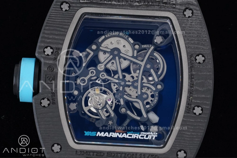 RM055 NTPT APSF 1:1 Best Edition Blue Inner Bezel Blue Crown On White Rubber Strap RMUL2 Super Clone