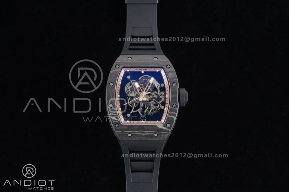 RM055 NTPT APSF 1:1 Best Edition RG Inner Bezel Black Crown On Black Rubber Strap RMUL2 Super Clone
