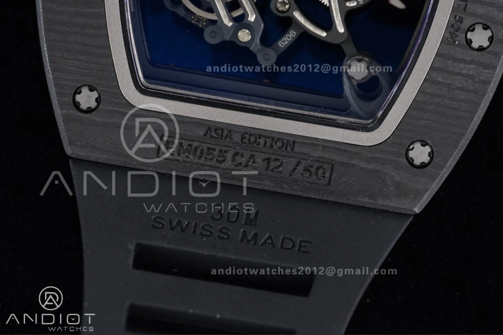 RM055 NTPT APSF 1:1 Best Edition RG Inner Bezel Black Crown On Black Rubber Strap RMUL2 Super Clone