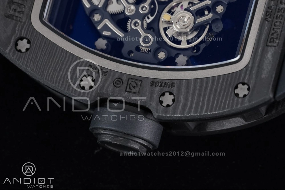RM055 NTPT APSF 1:1 Best Edition RG Inner Bezel Black Crown On Black Rubber Strap RMUL2 Super Clone