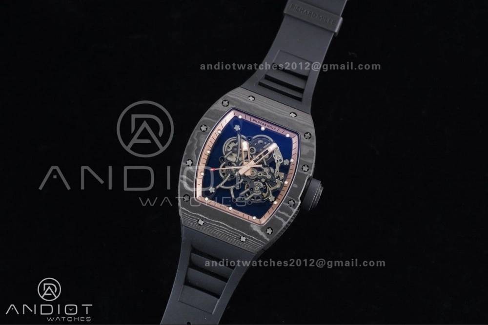 RM055 NTPT APSF 1:1 Best Edition RG Inner Bezel Black Crown On Black Rubber Strap RMUL2 Super Clone