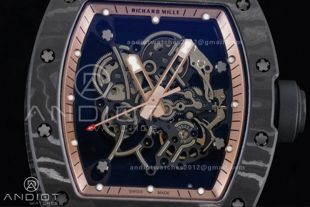 RM055 NTPT APSF 1:1 Best Edition RG Inner Bezel Black Crown On Black Rubber Strap RMUL2 Super Clone