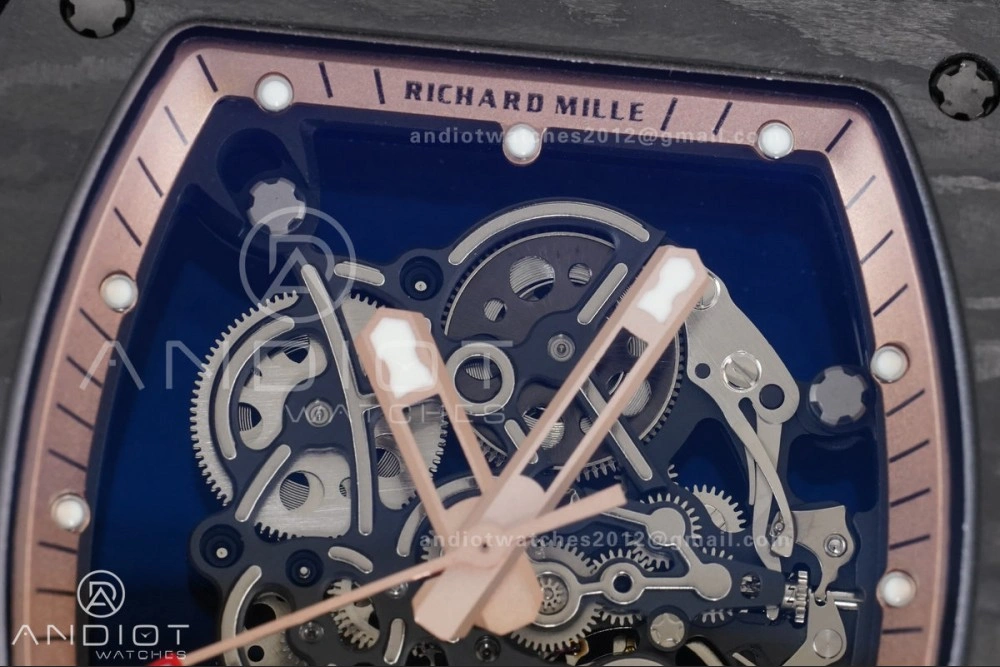 RM055 NTPT APSF 1:1 Best Edition RG Inner Bezel Black Crown On Black Rubber Strap RMUL2 Super Clone