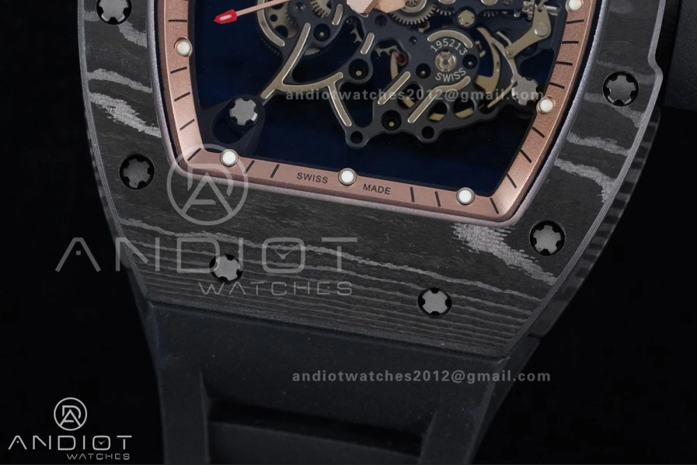 RM055 NTPT APSF 1:1 Best Edition RG Inner Bezel Black Crown On Black Rubber Strap RMUL2 Super Clone