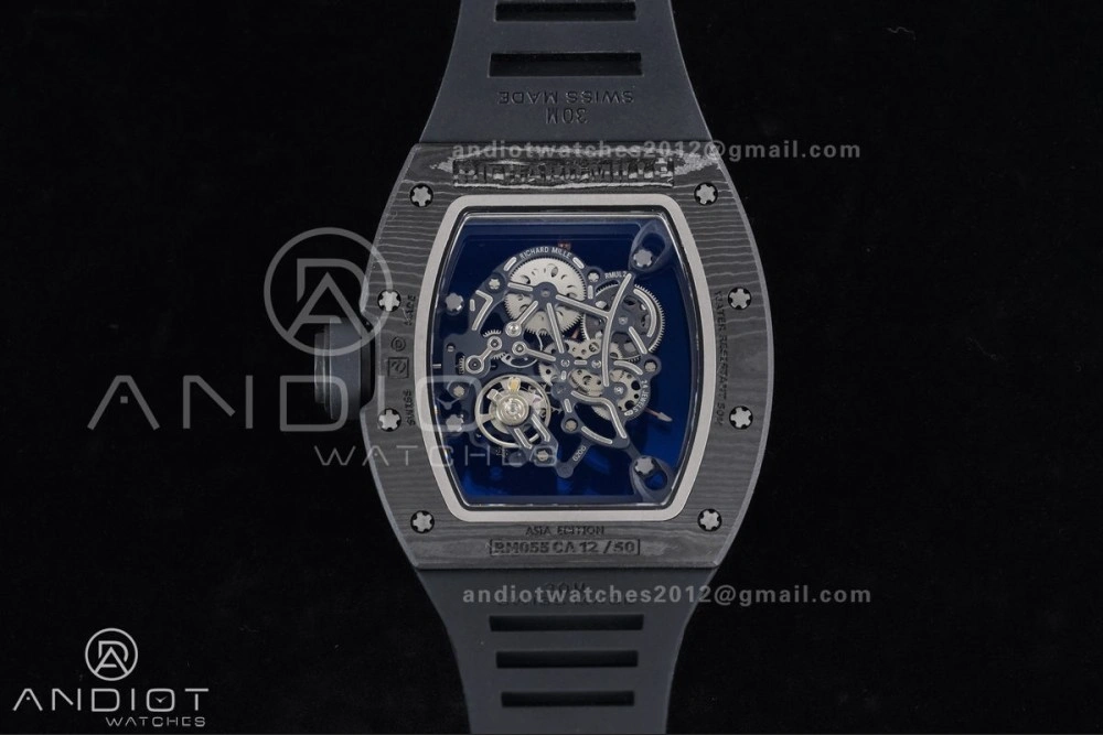 RM055 NTPT APSF 1:1 Best Edition RG Inner Bezel Black Crown On Black Rubber Strap RMUL2 Super Clone