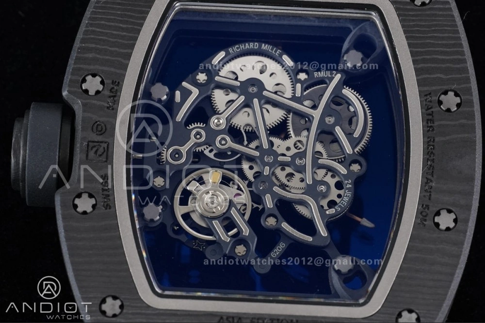 RM055 NTPT APSF 1:1 Best Edition RG Inner Bezel Black Crown On Black Rubber Strap RMUL2 Super Clone