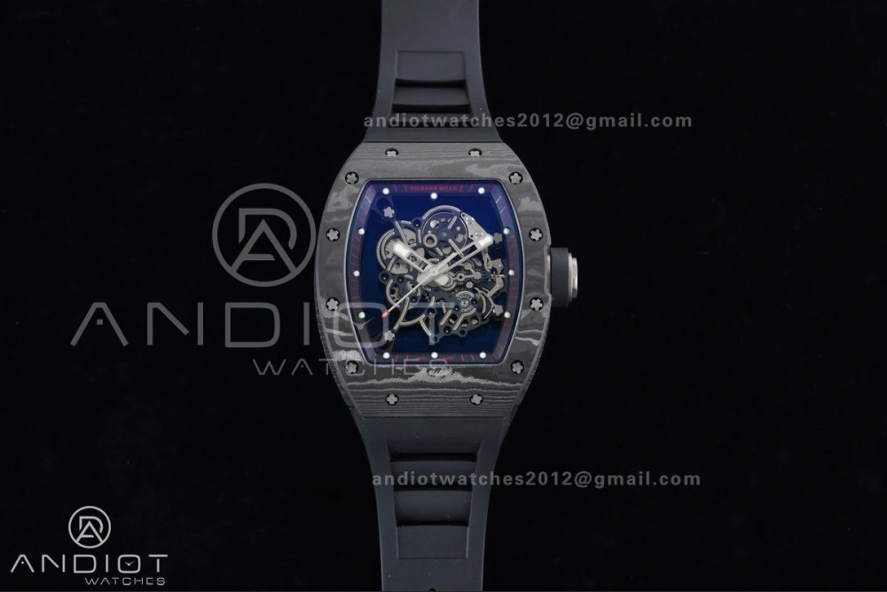 RM055 NTPT Ti APSF 1:1 Best Edition Black Inner Bezel Black Crown on Black Rubber Strap RMUL2 Super Clone