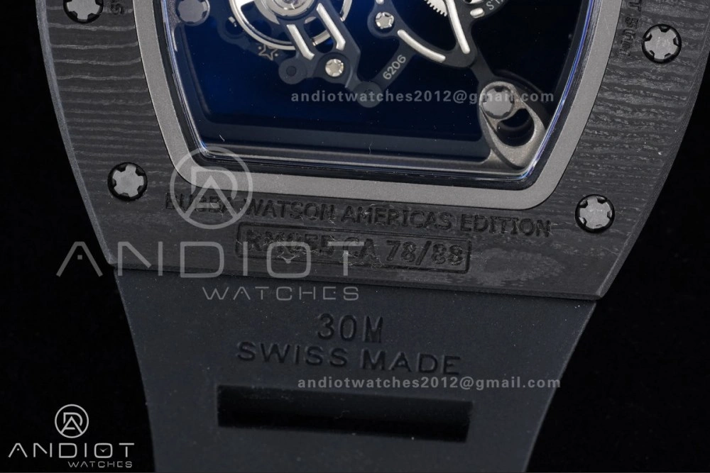 RM055 NTPT Ti APSF 1:1 Best Edition Black Inner Bezel Black Crown on Black Rubber Strap RMUL2 Super Clone